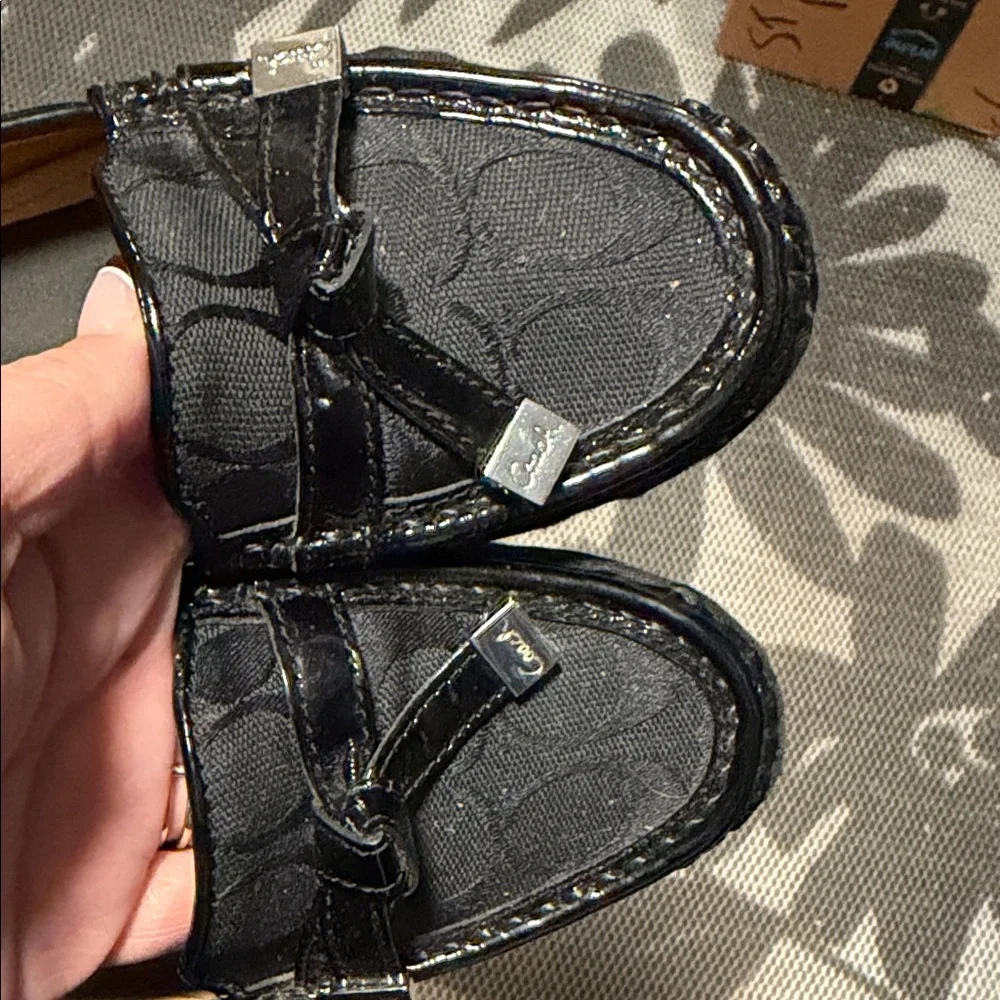 Coach Women's Black Signature patent trim Loafers - Picture 3 of 10